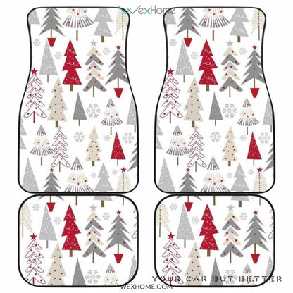 Cute Christmas Tree Pattern Front And Back Car Mats