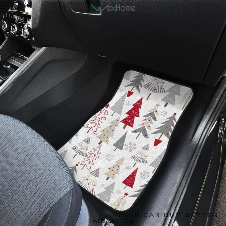 Cute Christmas Tree Pattern Front And Back Car Mats