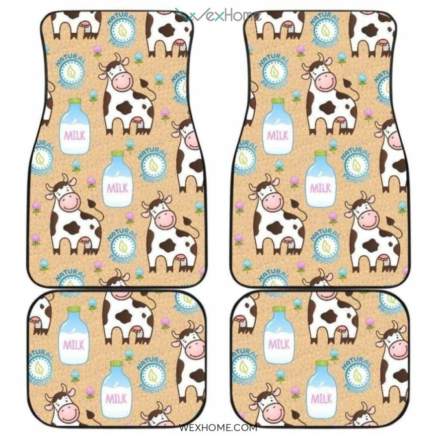 Cow Bottle Of Milk Pattern Front And Back Car Mats