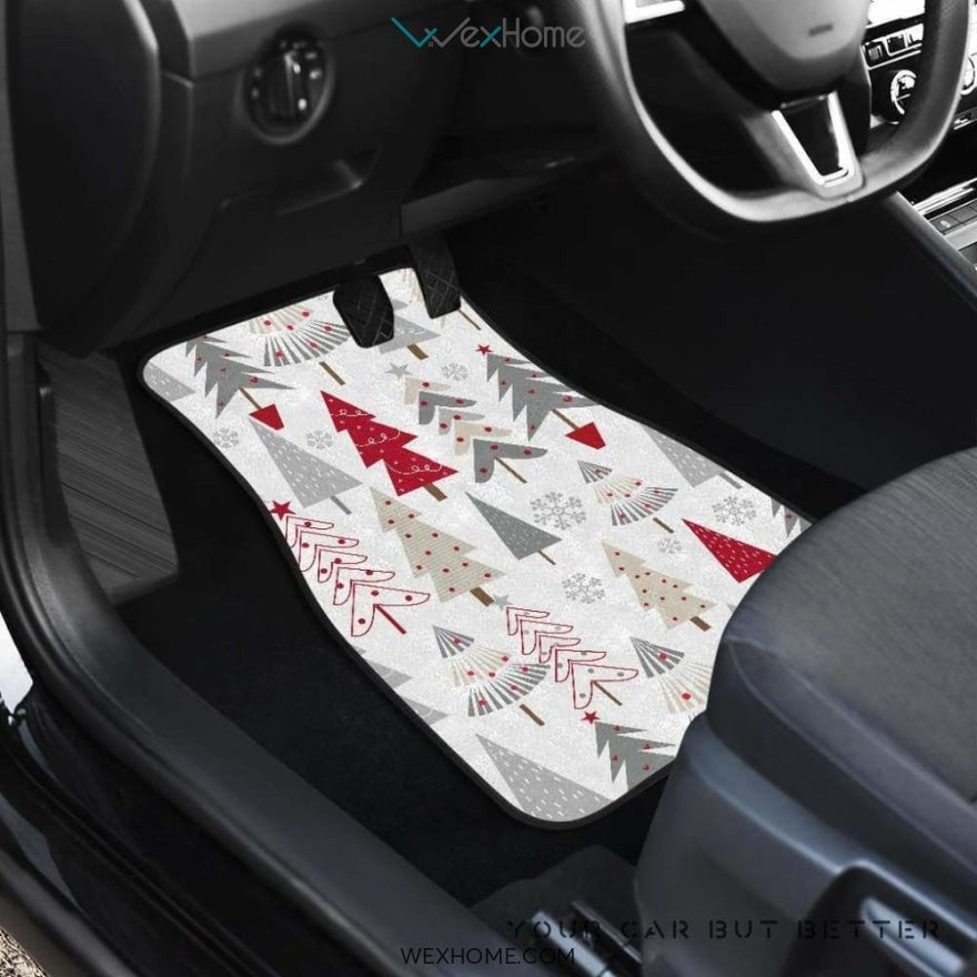 Cute Christmas Tree Pattern Front And Back Car Mats