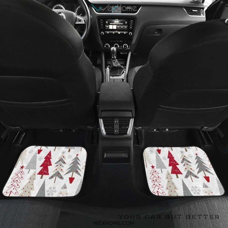 Cute Christmas Tree Pattern Front And Back Car Mats