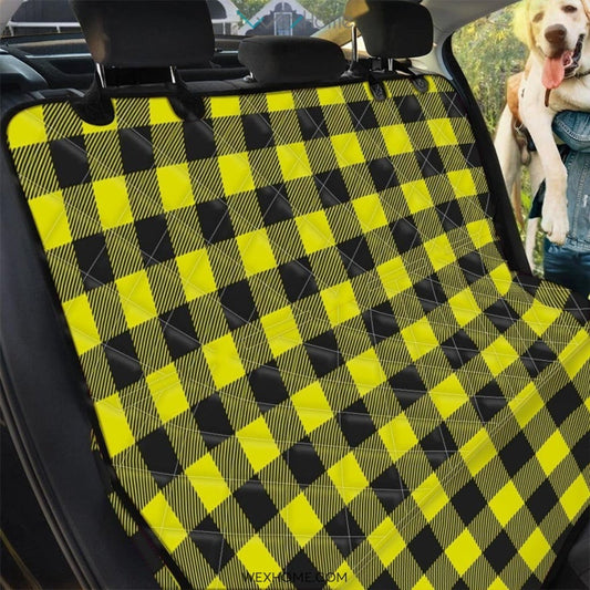 Yellow Plaid Pet Car Seat Cover