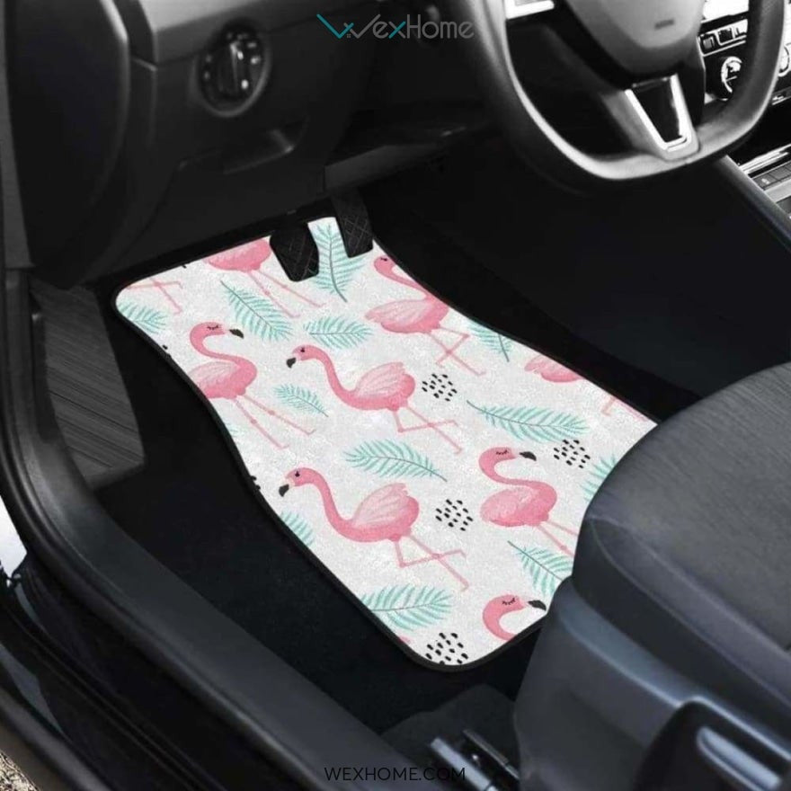 Cute Flamingo Pattern Front And Back Car Mats
