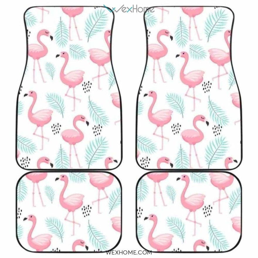 Cute Flamingo Pattern Front And Back Car Mats