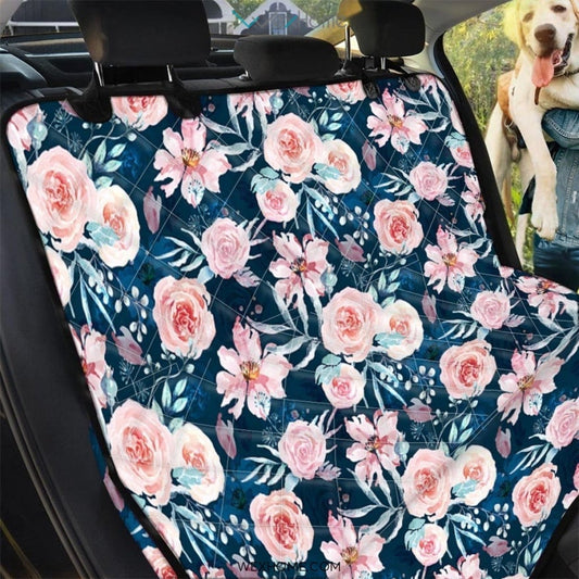 Watercolor Pink Rose Floral Pet Car Seat Cover