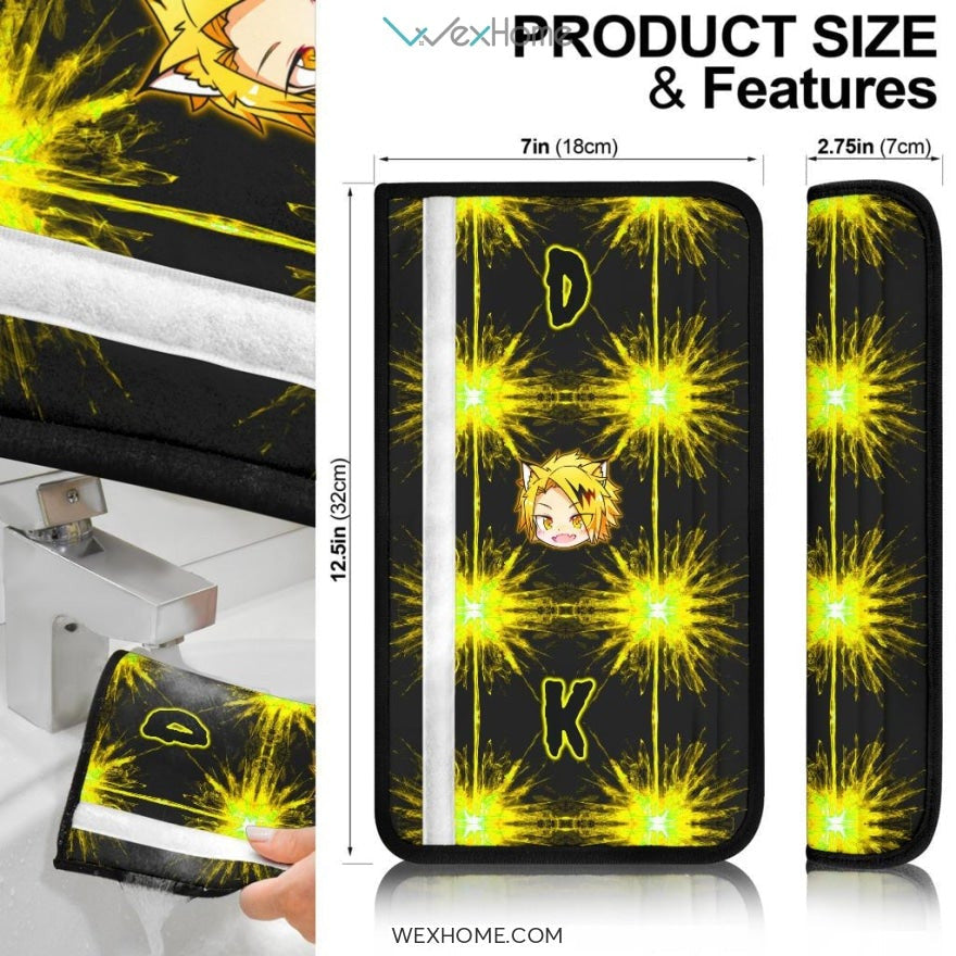 My Hero Academia Anime Seat Belt Covers | MHA Chibi Denki Lightning Belt Covers