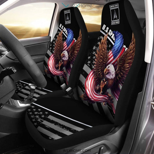 Bald Eagle Holding American Flag Car Seat Cover United States Space Force