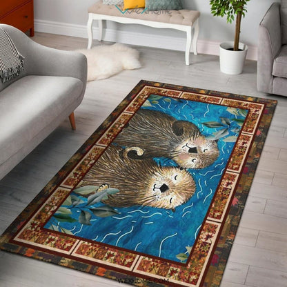 Valentine's Day Couples Otter Nursery Area Rug
