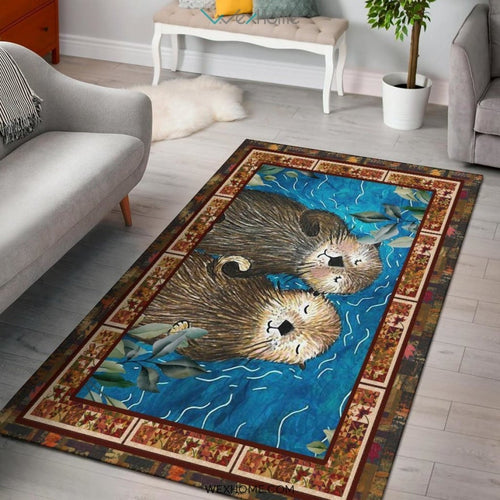 Valentine's Day Couples Otter Nursery Area Rug