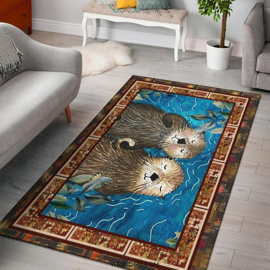 Valentine's Day Couples Otter Nursery Area Rug