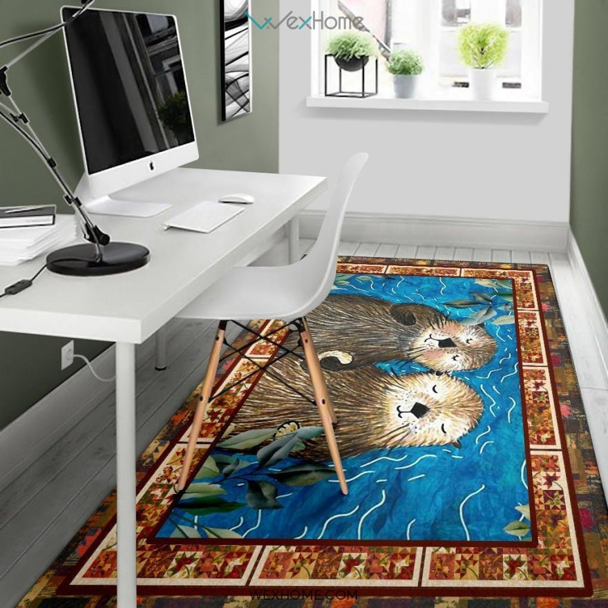 Valentine's Day Couples Otter Nursery Area Rug