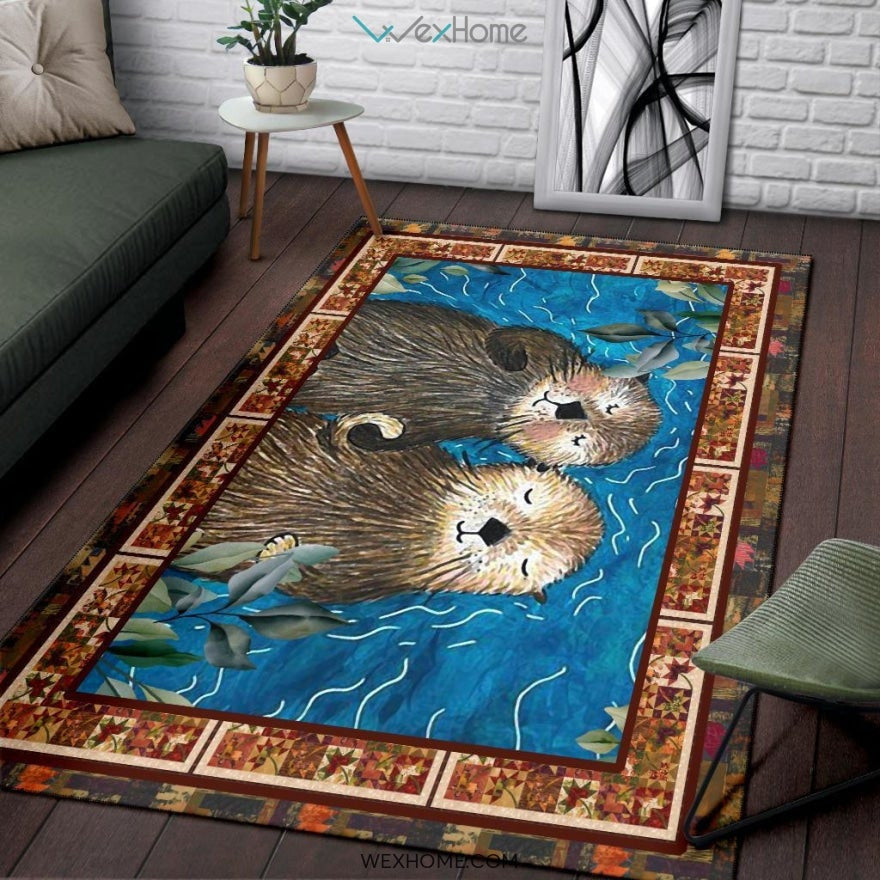 Valentine's Day Couples Otter Nursery Area Rug