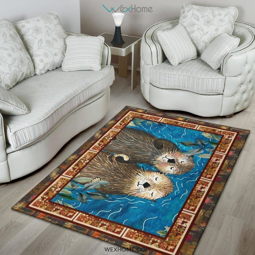 Valentine's Day Couples Otter Nursery Area Rug