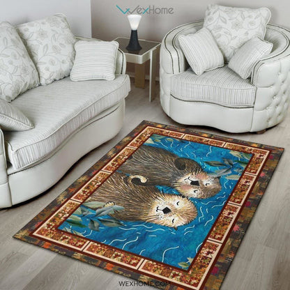 Valentine's Day Couples Otter Nursery Area Rug