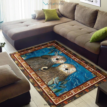 Valentine's Day Couples Otter Nursery Area Rug