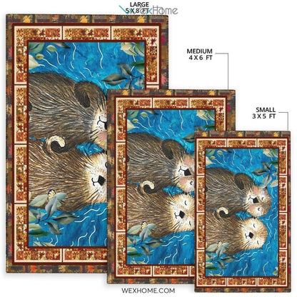 Valentine's Day Couples Otter Nursery Area Rug