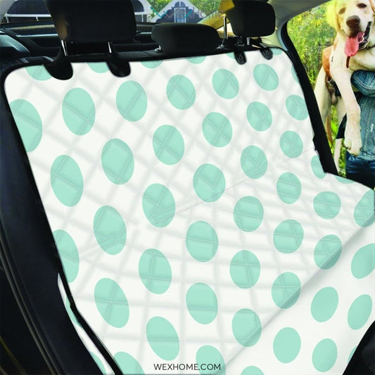 White And Turquoise Polka Dot Pet Car Seat Cover
