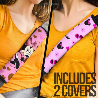 Mickey Cartoon Seat Belt Covers | Minnie Shy Heart Patterns Belt Covers