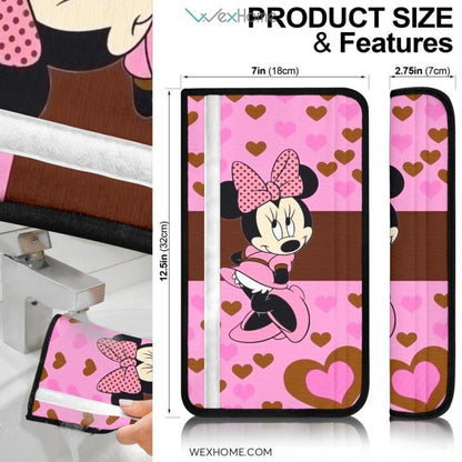 Mickey Cartoon Seat Belt Covers | Minnie Shy Heart Patterns Belt Covers