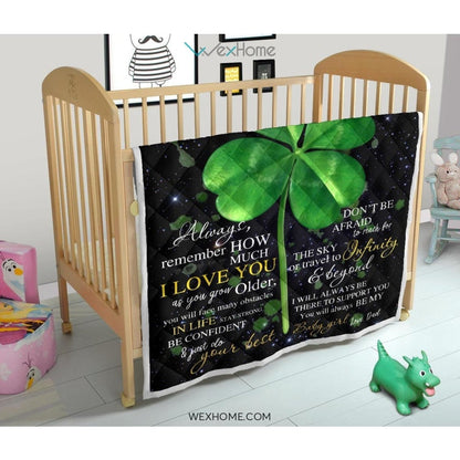 Irish Shamrock To My Beautiful Daughter Love Letter From Dad Quilt