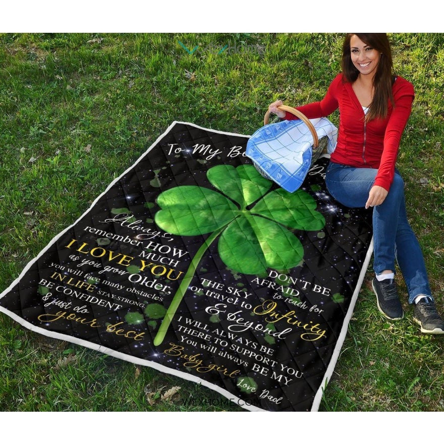Irish Shamrock To My Beautiful Daughter Love Letter From Dad Quilt