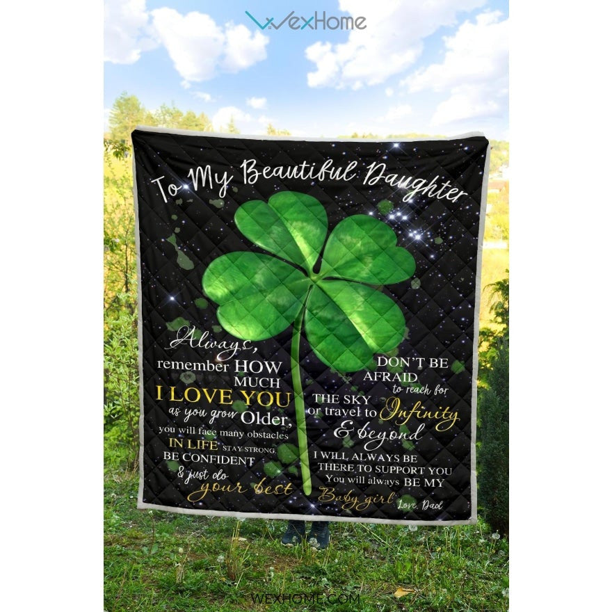 Irish Shamrock To My Beautiful Daughter Love Letter From Dad Quilt