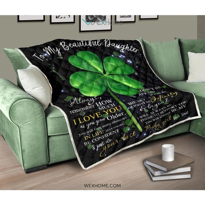 Irish Shamrock To My Beautiful Daughter Love Letter From Dad Quilt