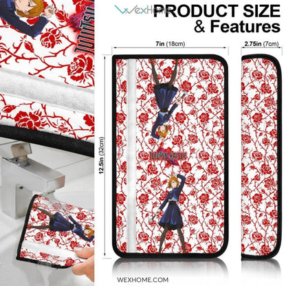 Jujutsu Kaisen Anime Seat Belt Covers | Nobara Red Rose Background Belt Covers