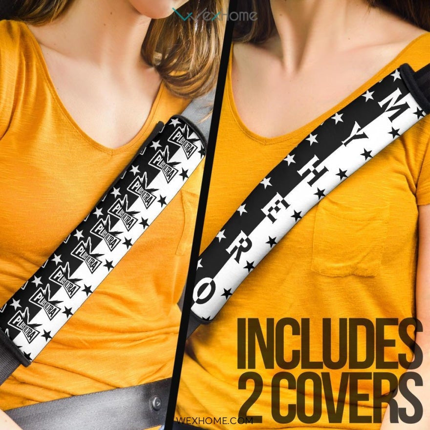 My Hero Academia Anime Seat Belt Covers | MHA Text Black White Belt Covers