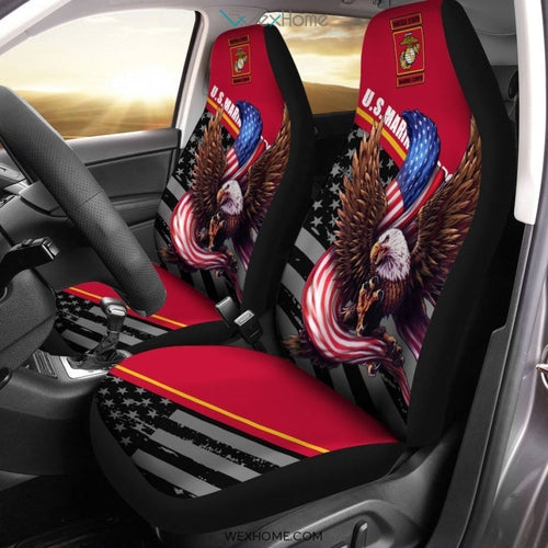 USMC Car Seat Cover Bald Eagle American Flag United States Marine Corps