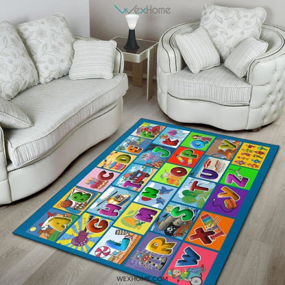 Children Numbers & Alphabet Educational Nursery Area Rug