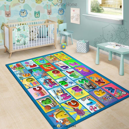 Children Numbers & Alphabet Educational Nursery Area Rug