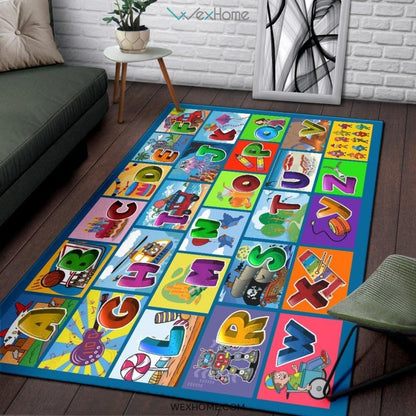 Children Numbers & Alphabet Educational Nursery Area Rug