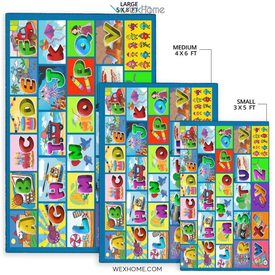 Children Numbers & Alphabet Educational Nursery Area Rug