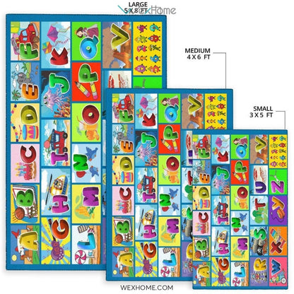Children Numbers & Alphabet Educational Nursery Area Rug