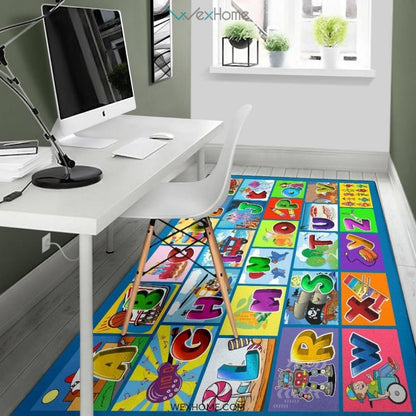 Children Numbers & Alphabet Educational Nursery Area Rug