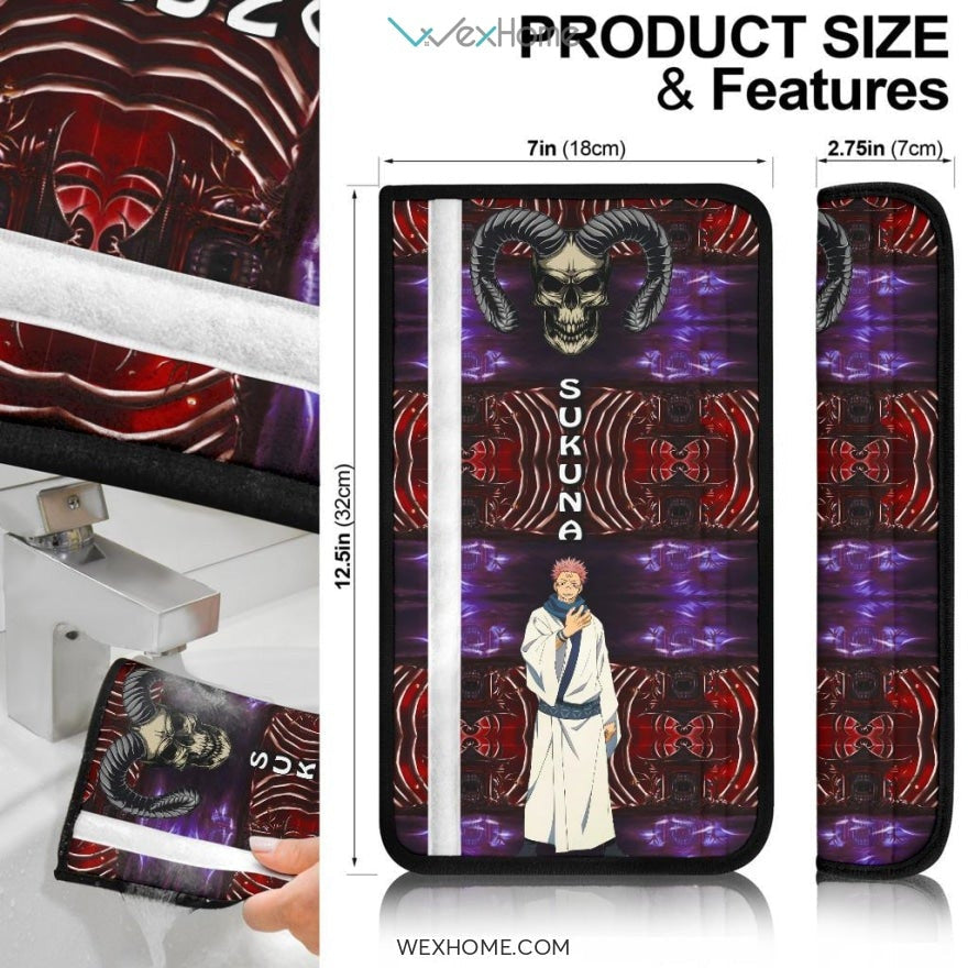 Jujutsu Kaisen Anime Seat Belt Covers | Sukuna Devil Skull Belt Covers