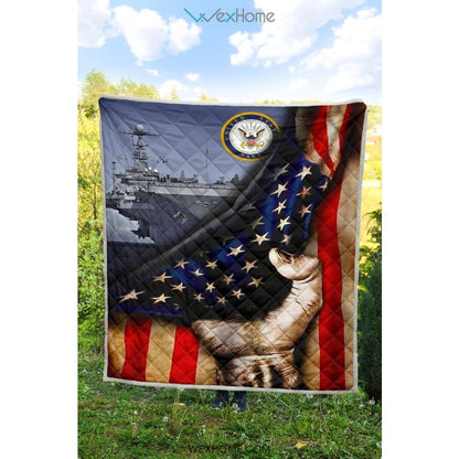 US Navy Hand Pulling American Flag Quilt