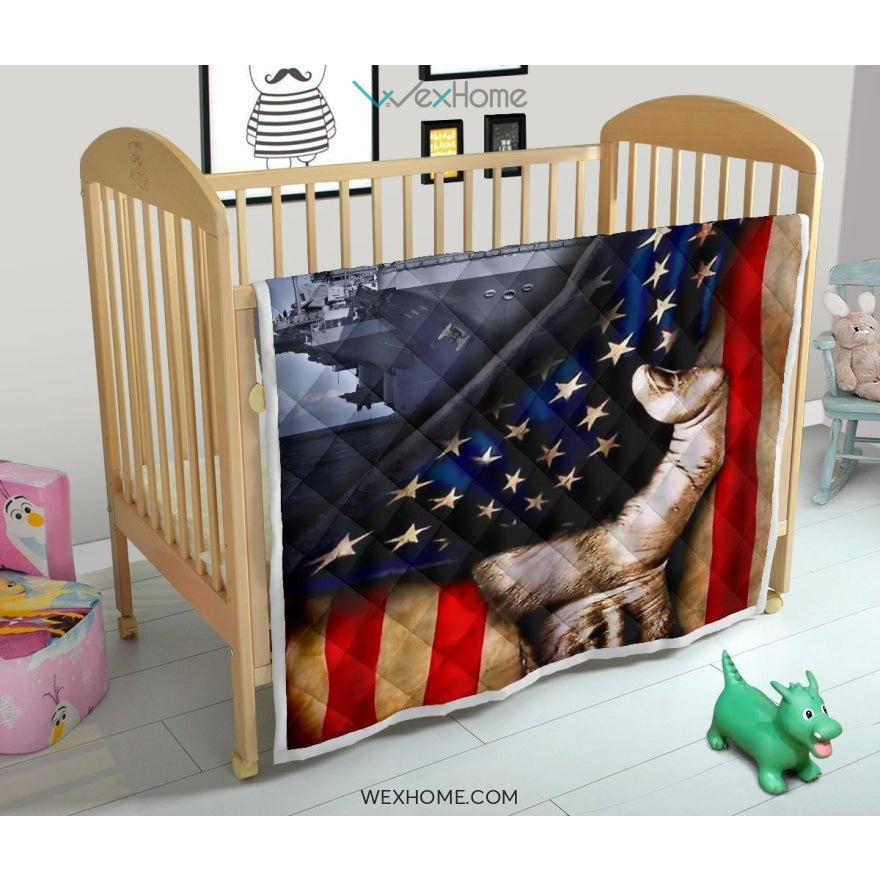 US Navy Hand Pulling American Flag Quilt