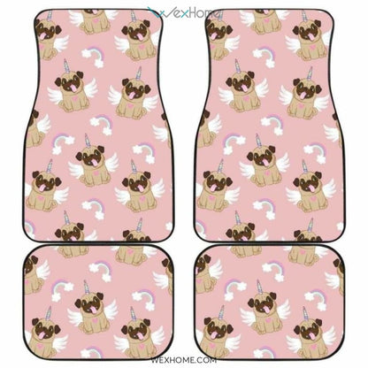 Cute Unicorn Pug Pattern Front And Back Car Mats