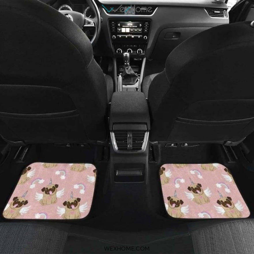 Cute Unicorn Pug Pattern Front And Back Car Mats