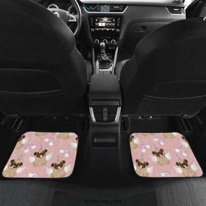 Cute Unicorn Pug Pattern Front And Back Car Mats