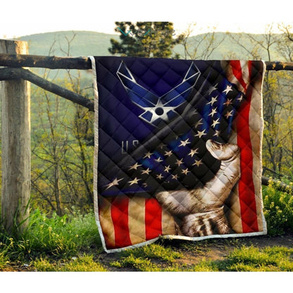 US Air Force Hand Pulling American Flag Quilt