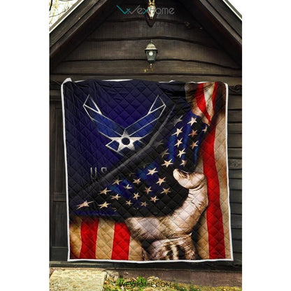 US Air Force Hand Pulling American Flag Quilt