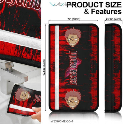 Jujutsu Kaisen Anime Seat Belt Covers | Sukuna Face And Devil Skull Belt Covers