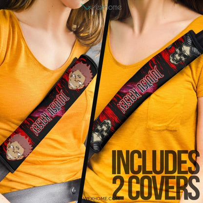 Jujutsu Kaisen Anime Seat Belt Covers | Sukuna Face And Devil Skull Belt Covers