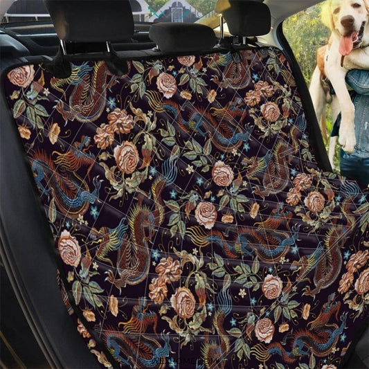 Vintage Chinese Dragon Floral Print Pet Car Seat Cover