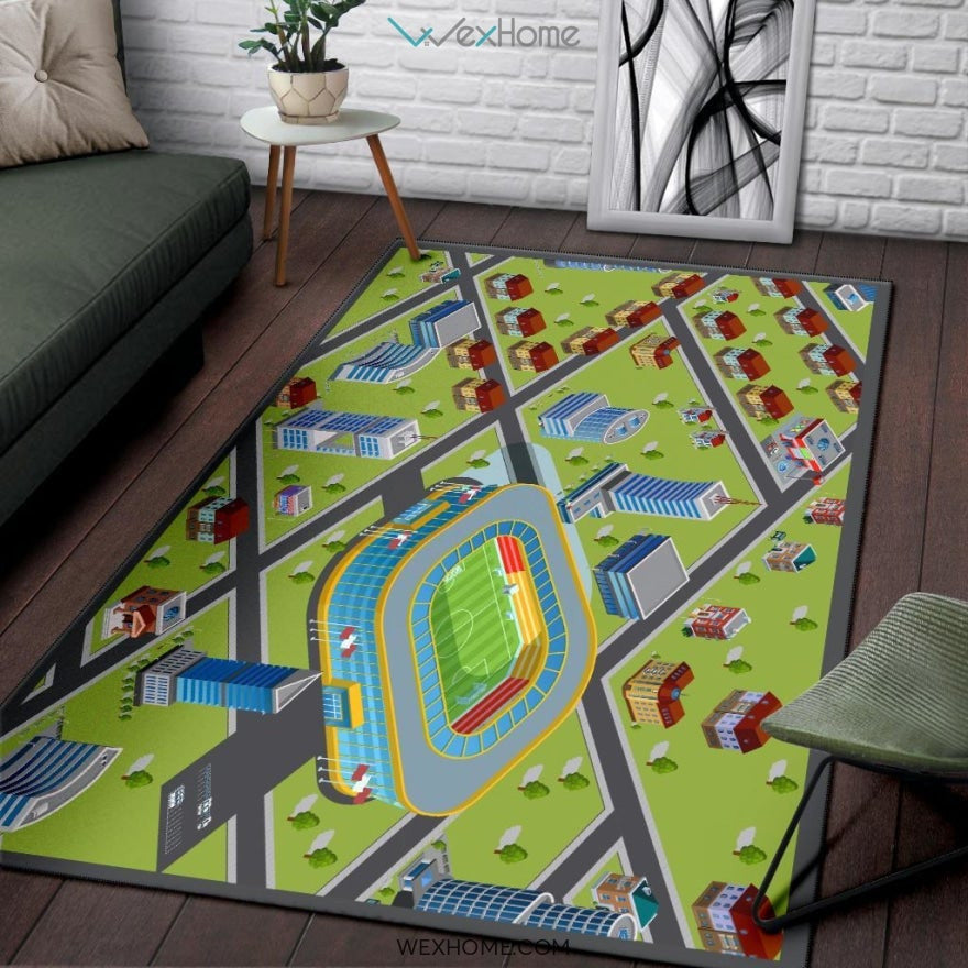 Road Map Educational Nursery Area Rug