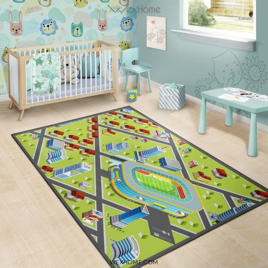 Road Map Educational Nursery Area Rug
