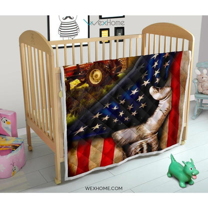 Farmer Hand Pulling American Flag Quilt
